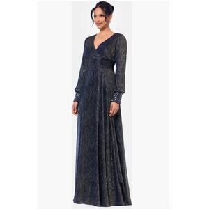knee length dresses for ladies Betsy & Adam Womens Ruched Slit Long-Sleeve Dress main image 0